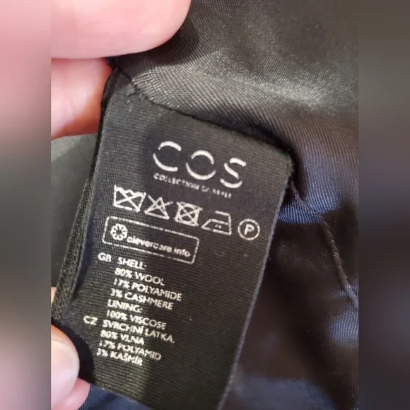 COS Elegant Black Women's Double Breasted Long Coat. Blazer Style.Wool, Cashmere - Picture 13 of 13